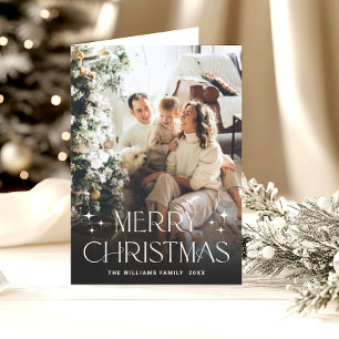 Elegant - minimalistisk Jul 3-foto QR-kod Helgkort