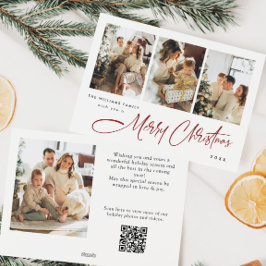 Elegant Minimalistisk jul 5 - foto QR-kod Julkort