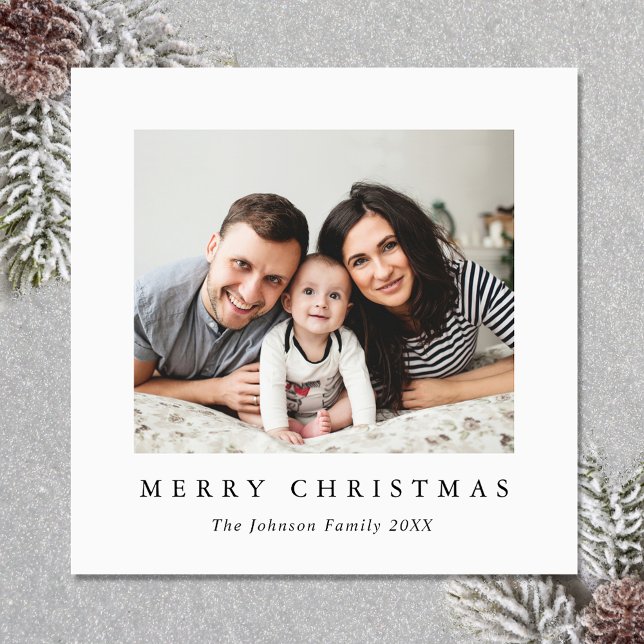 Elegant minimalistisk jul FOTO Magnetkort (Zazzle Elegant Minimalist Christmas PHOTO Magnetic Card )