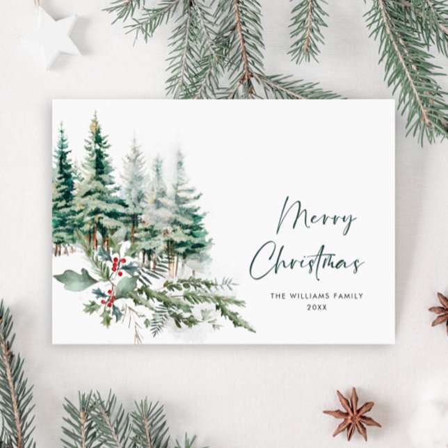 Elegant Minimalistisk jul Gräs Träd Hälsning Julkort (Skapare uppladdad)