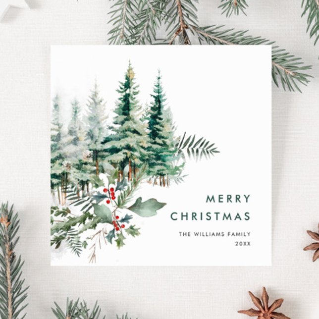 Elegant Minimalistisk jul Gräs Träd Hälsning Julkort (Skapare uppladdad)