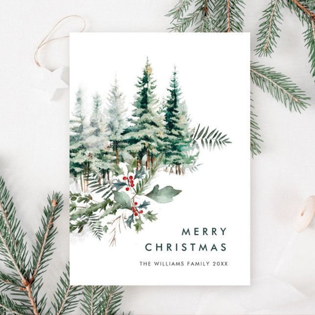Elegant Minimalistisk jul Gräs Träd Hälsning Julkort (Skapare uppladdad)