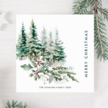 Elegant Minimalistisk jul Gräs Träd Hälsning