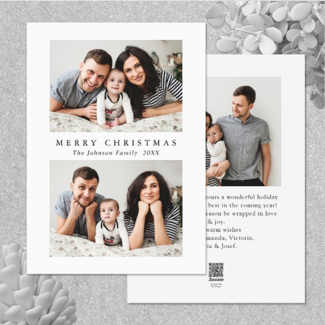Elegant Minimalistisk jul Hälsning 3 Photo Holi Julkort (Elegant Minimalist Christmas Greeting Photo Holiday Card )