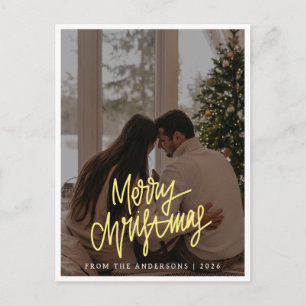 Elegant minimalistisk jul   Modern familjefoto Helg Vykort