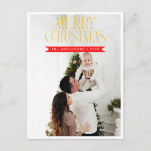 Elegant minimalistisk jul Modern familjefoto Helg Vykort