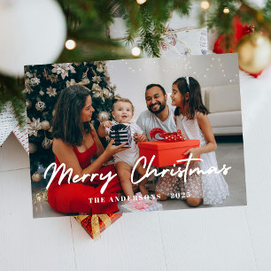 Elegant minimalistisk jul Modern familjefoto Julkort