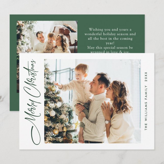 Elegant Minimalistisk julfoto Hälsning 2 Julkort (Fram/baksida)