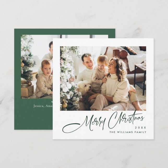 Elegant Minimalistisk julfoto Hälsning 2 Julkort (Fram/baksida)