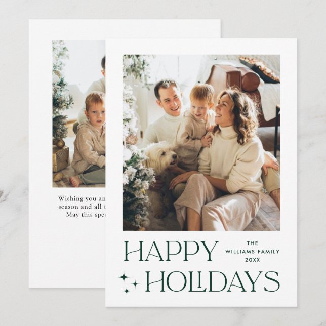 Elegant Minimalistisk julfoto Hälsning 2 Julkort (Fram/baksida)