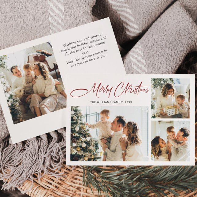 Elegant Minimalistisk julfoto Hälsning 4 Julkort (Skapare uppladdad)