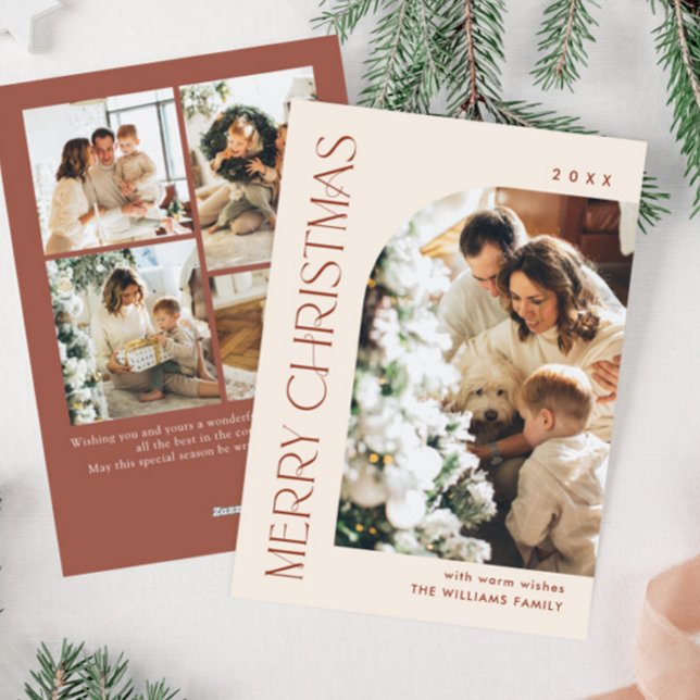 Elegant Minimalistisk julfoto Hälsning 5 Julkort (Skapare uppladdad)