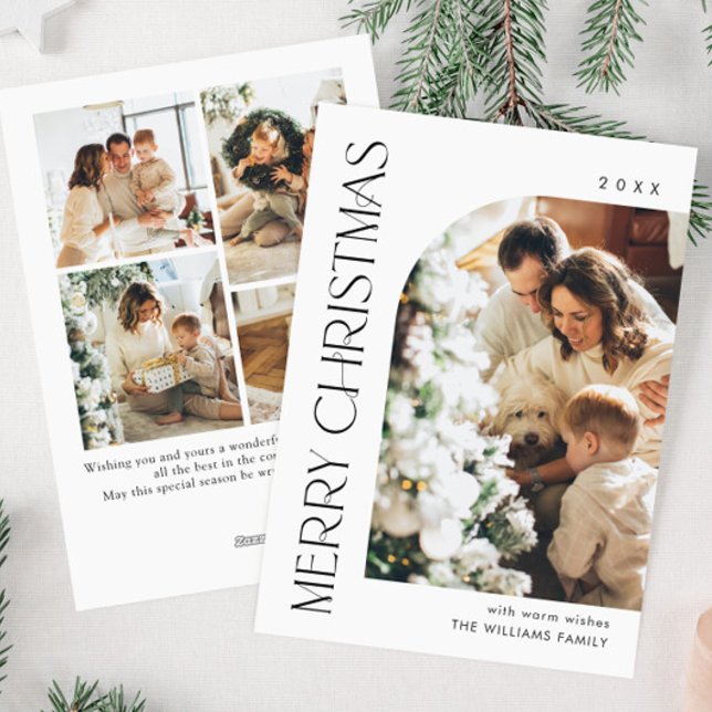 Elegant Minimalistisk julfoto Hälsning 5 Julkort (Skapare uppladdad)