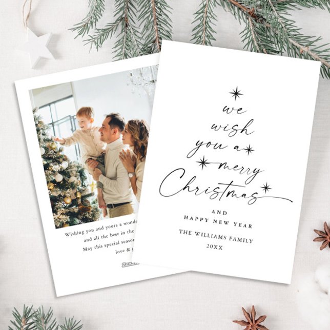 Elegant Minimalistisk julfoto Hand plockade Julkort (Skapare uppladdad)