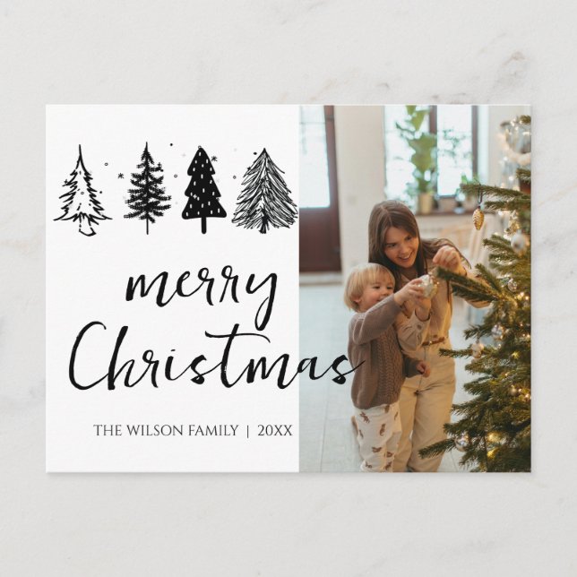 Elegant minimalistisk Julgran Helg Vykort (Framsida)