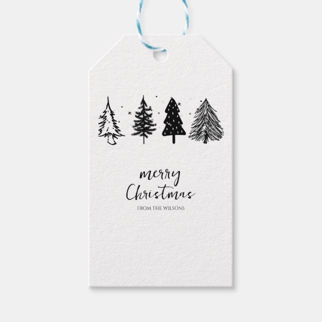 Elegant minimalistisk Julgran Presentetikett (Framsidan)