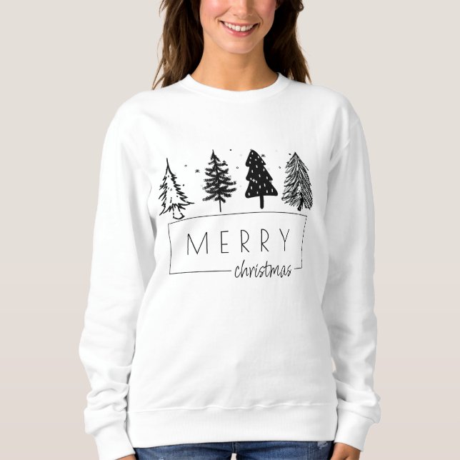 Elegant minimalistisk Julgran T Shirt (Framsida)