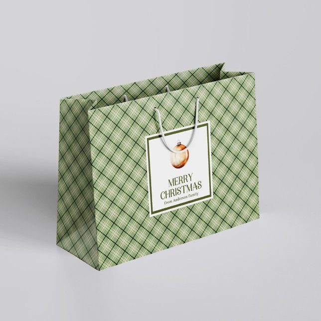 Elegant minimalistisk julklappspåse i neutrala sal (Chic Minimal Christmas Gift Bag Neutral Sage Tones)