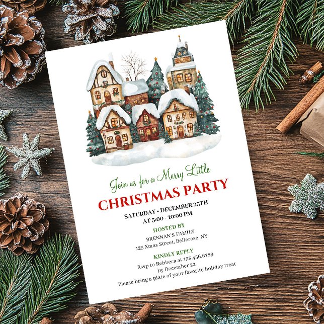 Elegant minimalistisk julscen festlig middag  inbjudningar (Chic minimalist Christmas scene festive dinner invite)