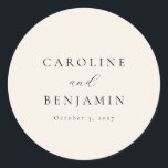 Elegant: Minimalistisk kalligrafi av Elfenbenskust Runt Klistermärke<br><div class="desc">Anpassningsbar Elegant Minimalist Calligraphy Calligraphy Bröllop Classic Round Sticker</div>