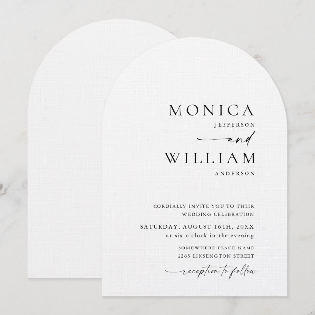 Elegant Minimalistisk kalligrafi Bröllop Inbjudningar (Fram/baksida)