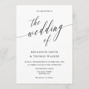 Elegant Minimalistisk kalligrafi Bröllop Inbjudningar