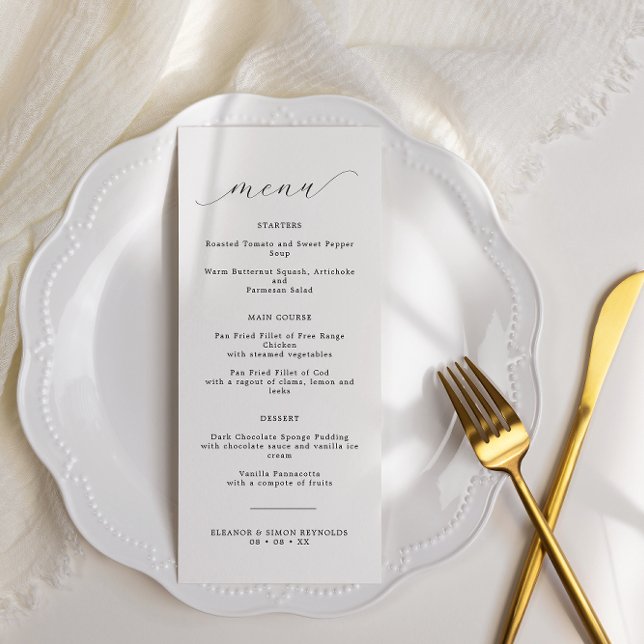 Elegant Minimalistisk kalligrafi Bröllop Menu Meny (Skapare uppladdad)