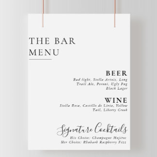 Elegant Minimalistisk kalligrafi Bröllop Pub Menu Poster
