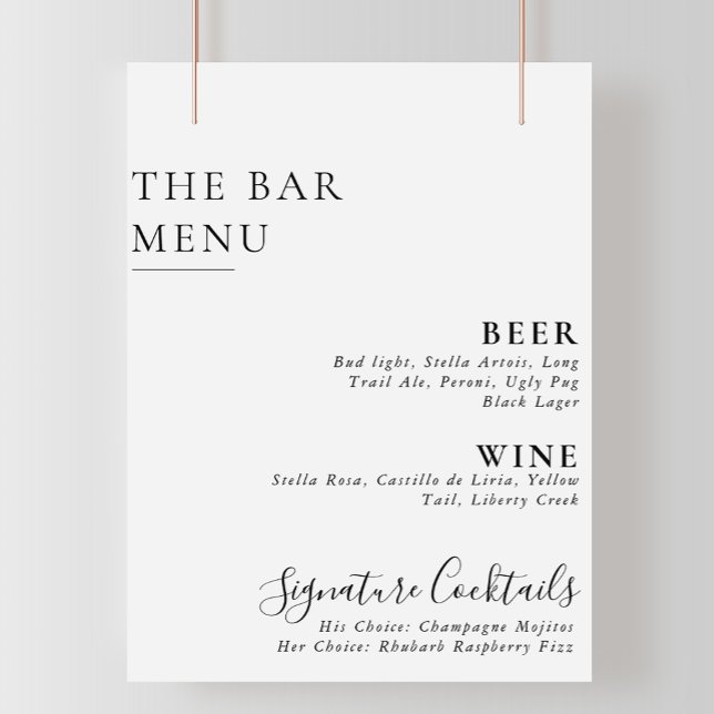 Elegant Minimalistisk kalligrafi Bröllop Pub Menu Poster (Skapare uppladdad)