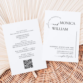 Elegant Minimalistisk Kalligrafi Bröllop QR-kod Inbjudningar