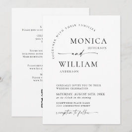 Elegant Minimalistisk Kalligrafi Bröllop QR-kod Inbjudningar