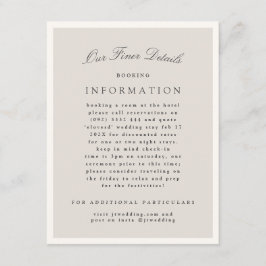 Elegant minimalistisk kalligrafi bröllopsdetaljer tilläggskort