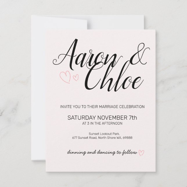 Elegant minimalistisk kalligrafi bröllopsinbjudan inbjudningar (Framsida)