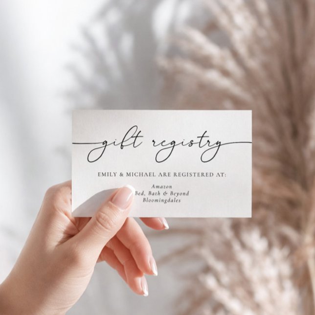 Elegant minimalistisk kalligrafi-gåve register tilläggskort (Skapare uppladdad)