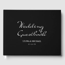 Elegant Minimalistisk kalligrafi, svart Bröllop Gästböcker