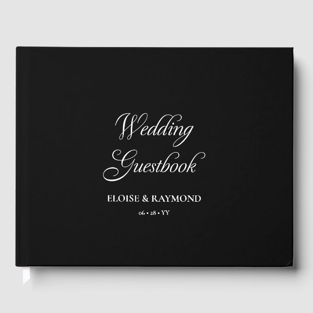 Elegant Minimalistisk kalligrafi, svart Bröllop Gästböcker (Framsida)