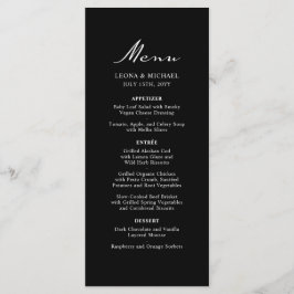 Elegant Minimalistisk kalligrafi, svart Bröllop Meny