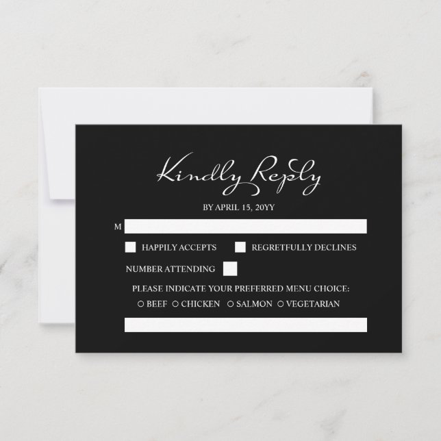Elegant Minimalistisk kalligrafi, svart Bröllop OSA Kort (Framsida)