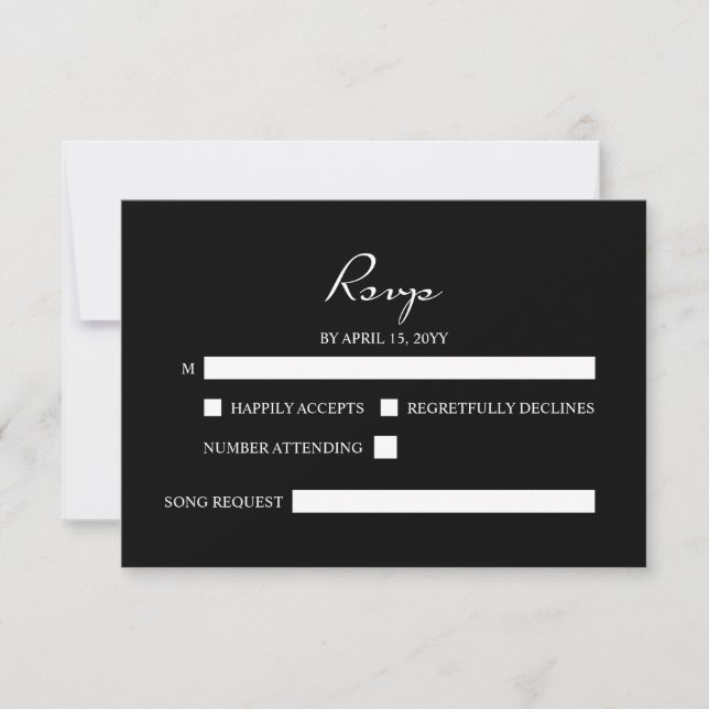Elegant Minimalistisk kalligrafi, svart Bröllop OSA Kort (Framsida)