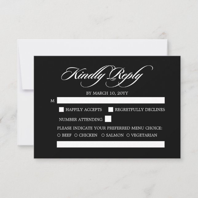 Elegant Minimalistisk kalligrafi, svart Bröllop OSA Kort (Framsida)