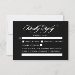 Elegant Minimalistisk kalligrafi, svart Bröllop OSA Kort