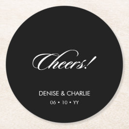 Elegant Minimalistisk kalligrafi, svart Bröllop Underlägg Papper Rund