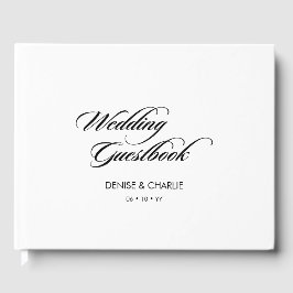 Elegant Minimalistisk kalligrafi Vita Bröllop Gästböcker