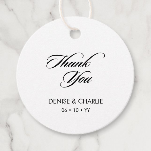 Elegant Minimalistisk kalligrafi Vita Bröllop Gåvor Etiketter (Framsida)