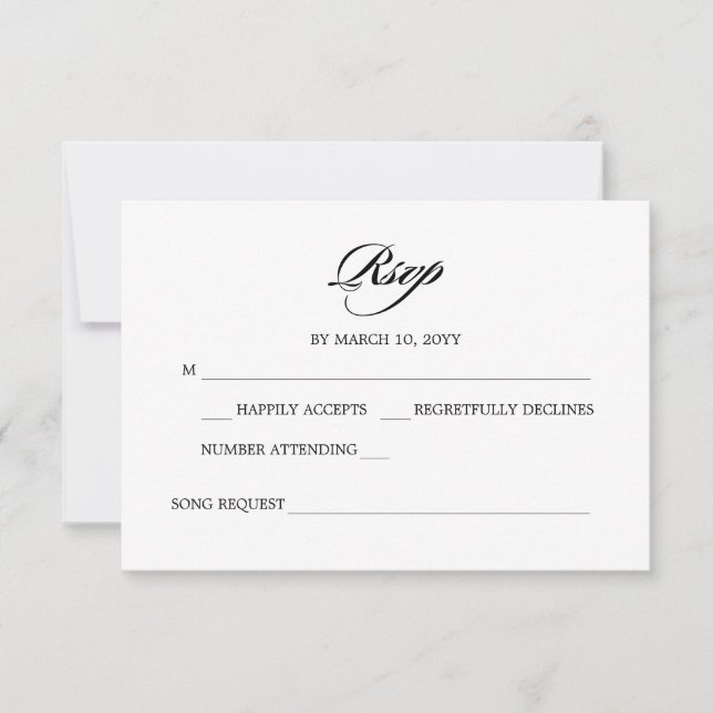 Elegant Minimalistisk kalligrafi Vita Bröllop OSA Kort (Framsida)