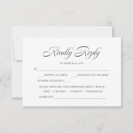 Elegant Minimalistisk kalligrafi Vita Bröllop OSA Kort