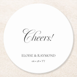 Elegant Minimalistisk kalligrafi Vita Bröllop Underlägg Papper Rund