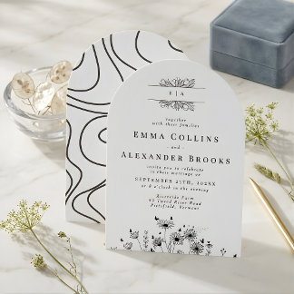 Elegant minimalistisk kalligrafisk bröllopsinbjuda inbjudningar