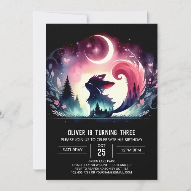 Elegant Minimalistisk kattfödelsedag Inbjudningar (Framsida)