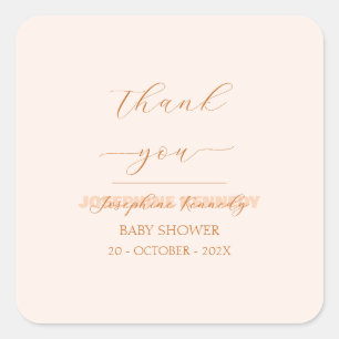 Elegant minimalistisk könsneutral baby shower fyrkantigt klistermärke